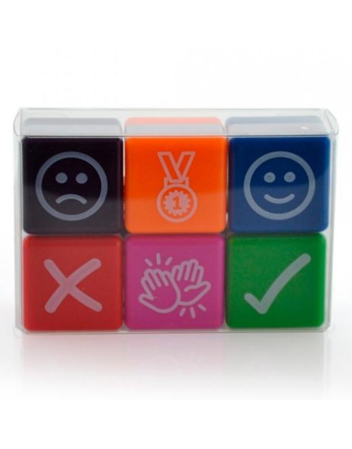 OFFICE BOX SELLOS DE MOTIVACIÓN ICONS 2,5X2,5CM COLORES SURTIDOS PACK 6 UD 0609