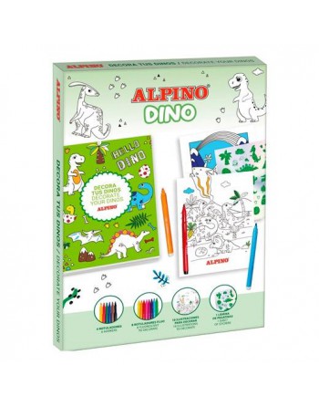 ALPINO SET CREATIVO DECOR DINO 14 ROTULADORES + 18 ILUSTRACIONES + PEGATINAS AD000001
