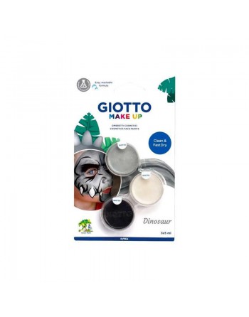GIOTTO 3 BOTES MAKE UP DINO MAQUILLAJE EN CREMA GRIS BLANCO NEGRO F475900