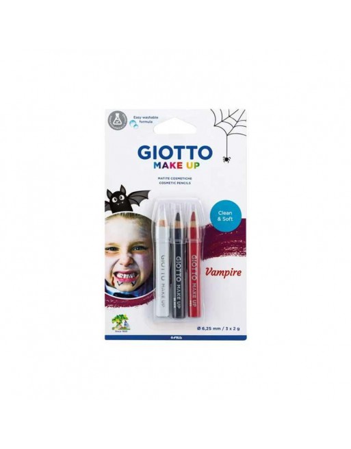 GIOTTO 3 LAPICES MAKE UP VAMPIRO MAQUILLAJE BLANCO NEGRO ROJO F476100