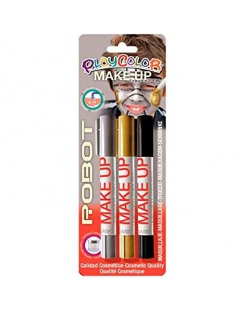PLAYCOLOR PACK 3 BARRAS DE MAQUILLAJE MAKE UP THEMATICS ROBOT ORO/PLATA/NEGRO 1043