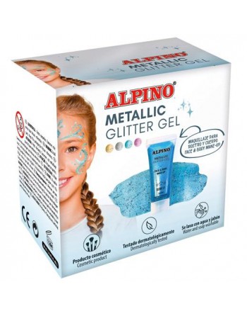 ALPINO GEL CON PURPURINA METALLIC GLITTER CAJA 6U AZUL DL000613