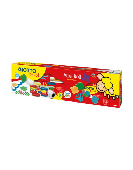 GIOTTO SET 4 BOTES DE PINTURA DEDOS BE-BE+ROLLO PAPEL - 471800