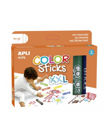 APLI TEMPERA SOLIDA EN BARRA TIPO STICK 6 COLORES SURTIDOS TAMAÑO XXL 40 ML - 17538