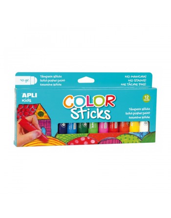 APLI TEMPERA SOLIDA EN BARRA TIPO STICK 12 COLORES SURTIDOS - 14228