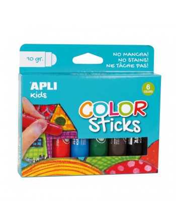 APLI TEMPERA SOLIDA EN BARRA TIPO STICK 6 COLORES SURTIDOS - 14227