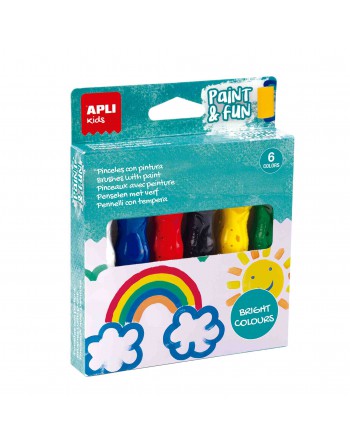 APLI PINCEL CON PINTURA BRILLANTE BLISTER 6 COLORES SURTIDOS DOS EN UNO - 19415