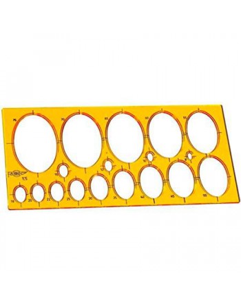 FAIBO PLANTILLAS ELIPSES CON 18 ELIPSES DE 8 A 75 MM CON REBORDE PARA TINTA MEDIDAS 27X13CM 270