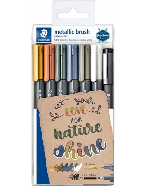 STAEDTLER ESTUCHE 7 ROTULAD PUNTA PINCEL METALLIC BRUSH SURTIDO 8321 TB7