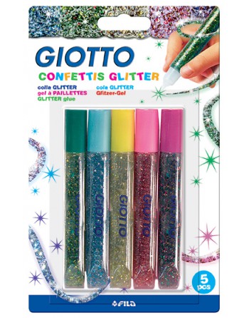 GIOTTO BLISTER 5 DECOR GLITTER GLUE CONFETTI - F545400