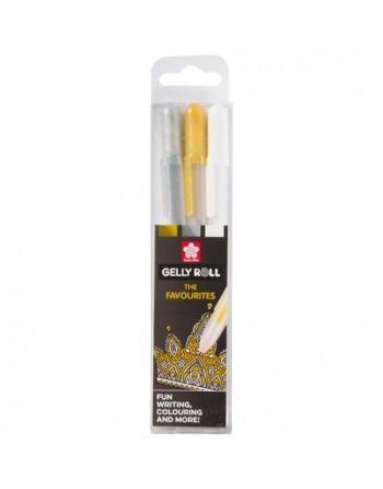 TALENS SAKURA ESTUCHE DE 3 BOLÍGRAFOS GELLY ROLL MIXED ORO/PLATA/BLANCO POXPGBMIX3A