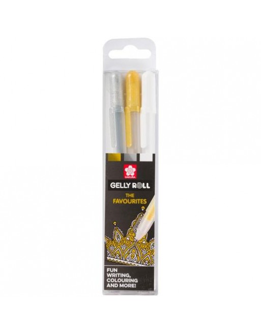 TALENS SAKURA ESTUCHE DE 3 BOLÍGRAFOS GELLY ROLL MIXED ORO/PLATA/BLANCO POXPGBMIX3A