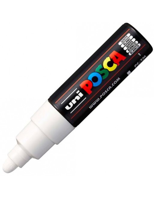 UNI-BALL POSCA MARCADOR  PC-7M NO PERMANENTE PUNTA FORMA DE BALA  4,5-5,5MM BLANCO 300079000