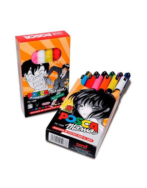 POSCA MARCADOR  MANÍA PC-1MR/12P COLORES SURTIDOS EN ESTUCHE DE 12 182634252