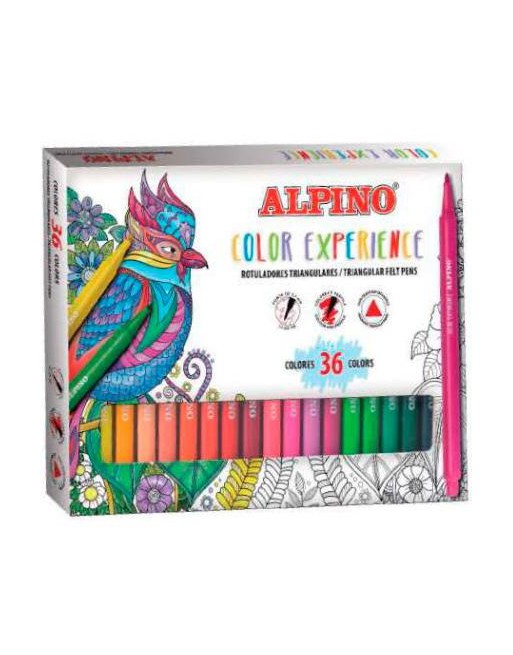 ALPINO ROTULADORES COLOR EXPERIENCE TRIANGULARES PUNTA 2.3MM COLORES SURTIDOS ESTUCHE 36 UD AR001038