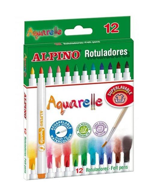ALPINO 12 ROTULADORES AQUARELLE PUNTA PINCEL TINTA AL AGUA - AR0001660