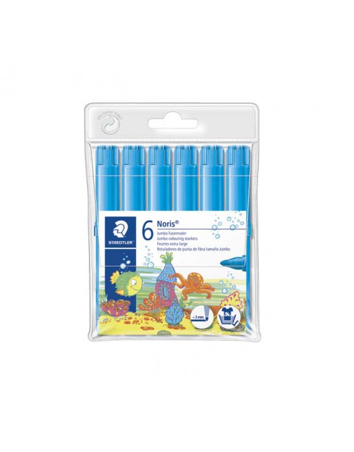 STAEDTLER BLISTER 6 ROTULADORES NORIS JUMBO 340WP6-3 AZUL - 340 WP6-3