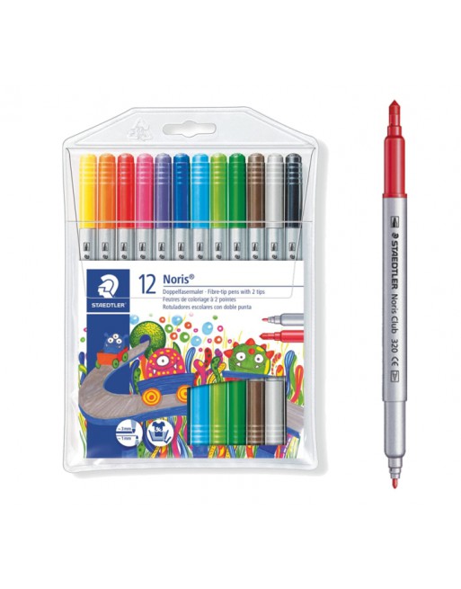 STAEDTLER 12 ROTULADOR NORIS DOBLE PUNTA NYLON TRAZO 1MM Y 3 MM  -  320-NWP12