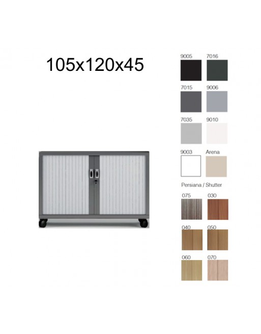 GAPSA ARMARIO METALICO CON RUEDAS PUERTA PERSIANA CORREDERA 1 ESTANTERIA 1050X1200X450CM SIMIL MADERA