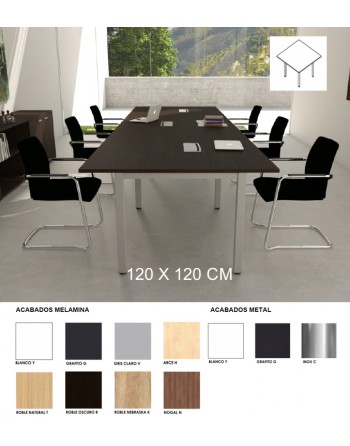 MUBBAR MESA REUNION CUADRADA 120X120 CM PATA TUBO METALICO - JNR12