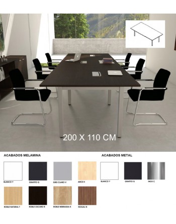 MUBBAR MESA REUNION RECTANGULAR 200X110 CM PATA TUBO METALICO - JNR20
