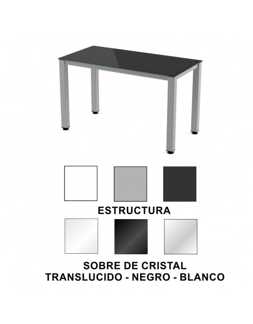 ROCADA MESA EXECUTIVE 120X60 ESTRUCTURA GRIS/SOBRE CRISTAL NEGRO2000AD15