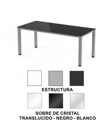 ROCADA MESA EXECUTIVE 200X80 ESTRUCTURA GRIS/SOBRE CRISTAL NEGRO2004AD15
