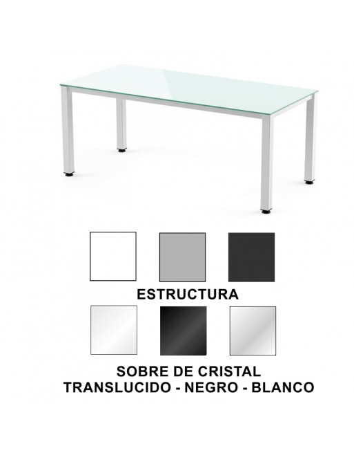 ROCADA MESA EXECUTIVE 200X80 ESTRUCTURA BLANCO/SOBRE CRISTAL BLANCO 2004AM25