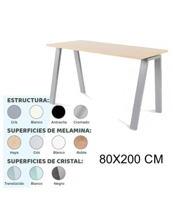 Mesa de Oficina Rocada Metal 2002Ac01 Aluminio /haya 160X80 cm