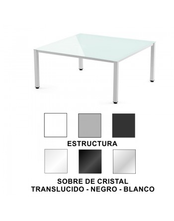 ROCADA MESA EXECUTIVE 120X120 ESTRUCTURA BLANCO/SOBRE CRISTAL BLANCO 2007AM25