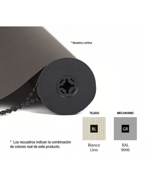 ROCADA CORTINA ENROLLABLE 180X140CM GRIS+BLANCO LINO - CO1814GRBL