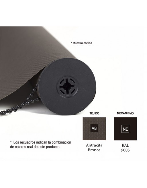 ROCADA CORTINA ENROLLABLE 200X160CM NEGRO+ANTRACITA BR - CO2016NEAB