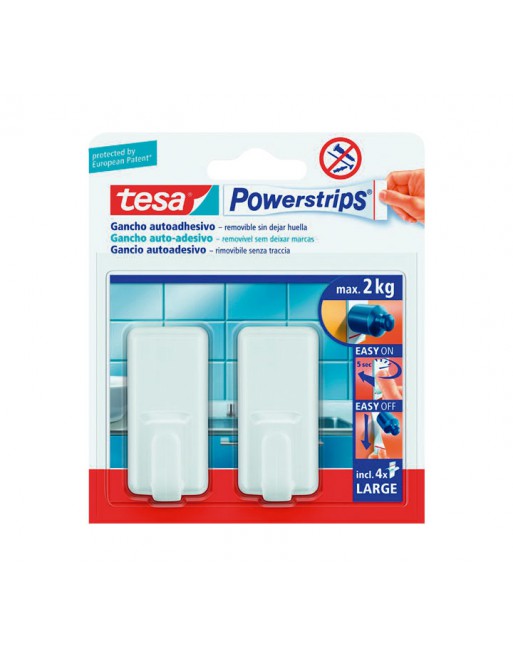 TESA GANCHOS POWERSTRIPS 2 GANCHOS + 4 TIRAS - 58010-00045-01
