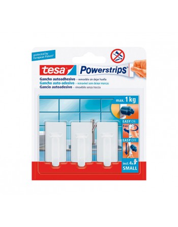 TESA GANCHOS POWERSTRIPS 3 GANCHOS + 4 TIRAS - 57530-00014-01