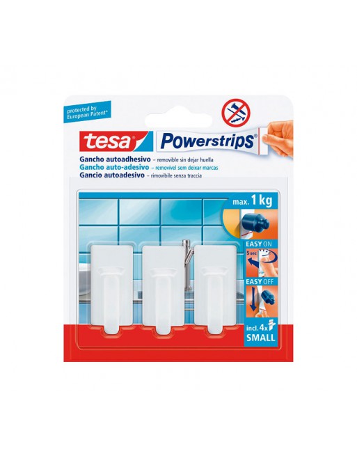 TESA GANCHOS POWERSTRIPS 3 GANCHOS + 4 TIRAS - 57530-00014-01