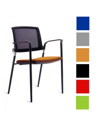 ROCADA SILLA CONFIDENTE RESPALDO MALLA ESTRUCTURA NEGRA TAPIZADO NARANJA 906V23-5