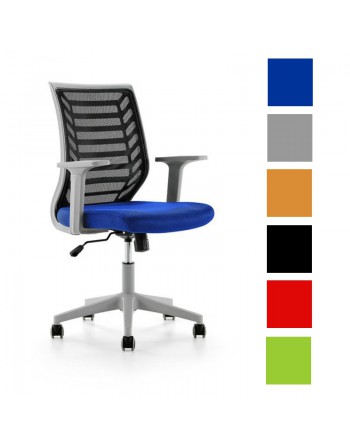 ROCADA SILLA OPERATIVA 907 CON BRAZOS MALLA ESTRUCTURA GRIS TAPIZADO AZUL 907G-3