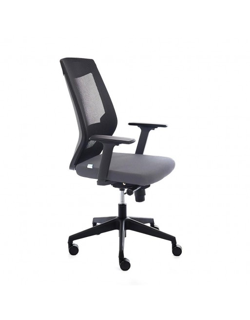 ROCADA SILLA OPERATIVA 908 CON BRAZOS MALLA ESTRUCTURA NEGRA TAPIZADO GRIS 908-1