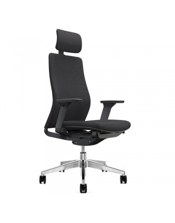 A - SERIES SILLA OPERATIVA SINCRO CON BRAZOS Y CABEZAL LUMBAR REGULABLE NEGRO AS1714