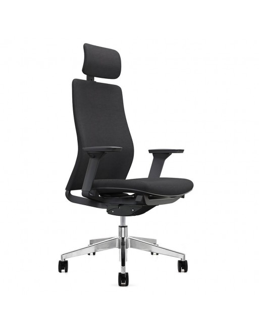 A - SERIES SILLA OPERATIVA SINCRO CON BRAZOS Y CABEZAL LUMBAR REGULABLE NEGRO AS1714
