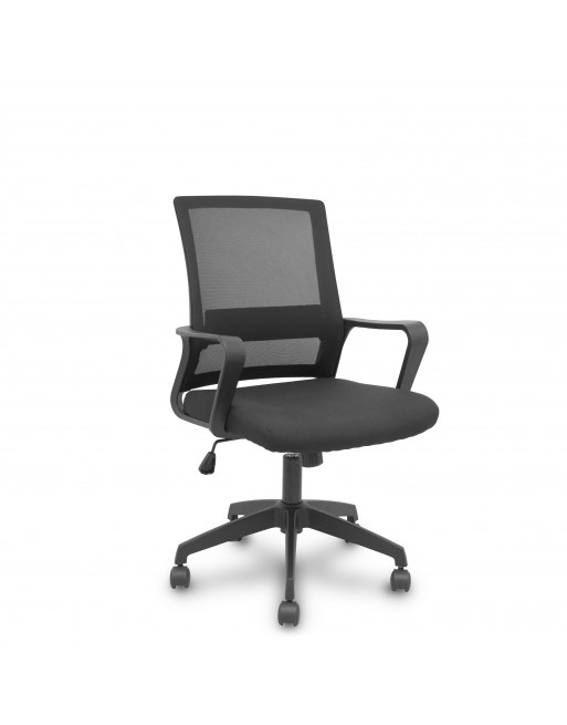 PYC SILLA OPERATIVA ERGO535 ERGONOMICA BASCULANTE DE RESPALDO DE MALLA BAZOS FIJOS ESTRUCTURA Y TAPIZADO NEGRO 535BNDW00RN