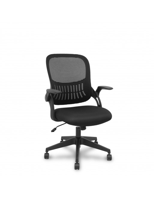 PYC SILLA OPERATIVA OPTI544 BASCULANTE DE RESPALDO DE MALLA BRAZOS ABATIBLES ESPALDA MEDIA ESTRUCTURA Y TAPIZADO NEGRO 544BNM840