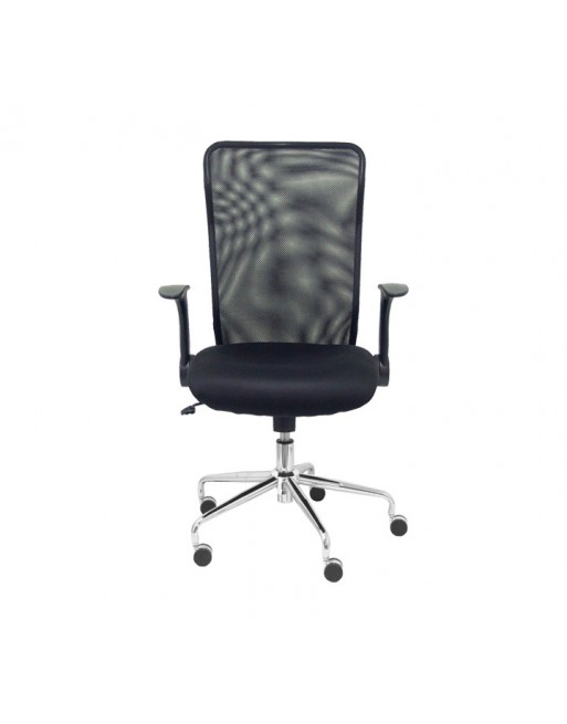 PIQUERAS Y CRESPO SILLA OPERATIVA MINAYA CON BRAZO ESPALDA EN MALLA NEGRA ASIENTO SIMILPIEL NEGRO 4031NE