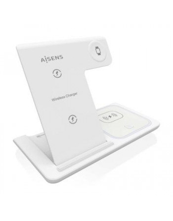 AISENS CARGADOR INALAMBRICO USB-C 3 EN 1 DE 15W MOVIL, APPLE WACHT, AURICULARES CON ESTUCHE DE CARGA, BLANCO ASCH-15W3WC044-W