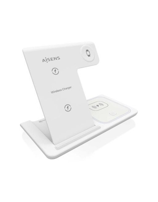 AISENS CARGADOR INALAMBRICO USB-C 3 EN 1 DE 15W MOVIL, APPLE WACHT, AURICULARES CON ESTUCHE DE CARGA, BLANCO ASCH-15W3WC044-W