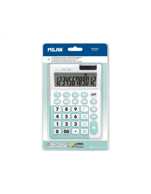 MILAN CALCULADORA 12 DITITOS +EDITION ANTIBACTERIAS TURQUESA 151812IBGGRBL
