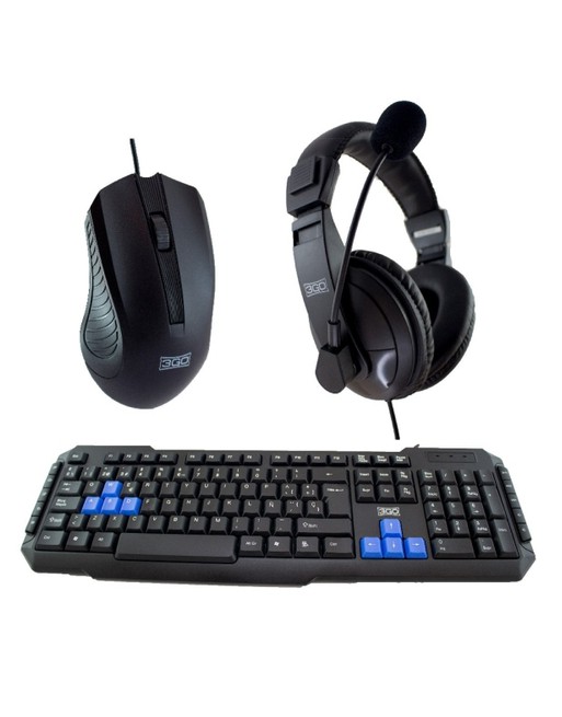 3GO COMBODRILEH2 - TECLADO + RAT?N + AURICULARES - MULTIMEDIA - NEGRO - USB - COMBODRILEH2
