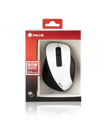 NGS RATON INALAMBRICO BOW WHITE - 800/1600DPI - 5 BOTONES - ERGONOMICO - GRAN TAMA?O - BLANCO