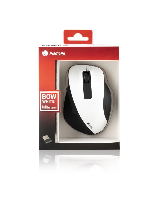 NGS RATON INALAMBRICO BOW WHITE - 800/1600DPI - 5 BOTONES - ERGONOMICO - GRAN TAMA?O - BLANCO