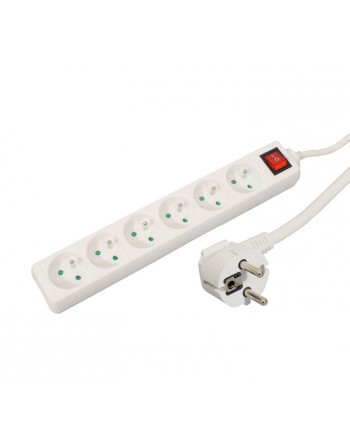 MMC REGLETA EL?CTRICA 6 TOMAS NG+INTER SEG SCHUKO CABLE 1.8M. - GRU006WFR